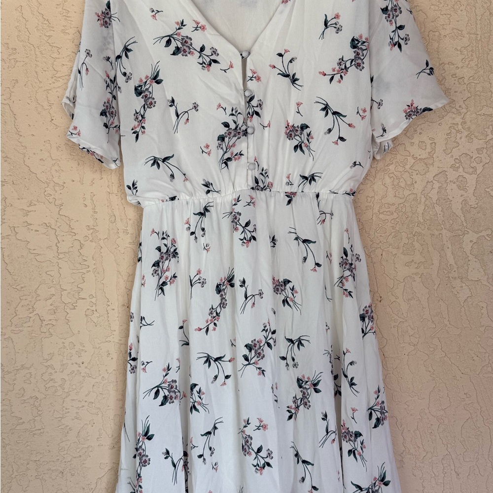 Sienna Sky White Ruffled Smocked Midi Dress